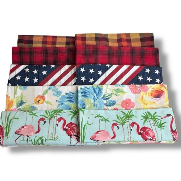 Handmade Seasonal Holiday Pillow COVERS 5 Pair Fall Summer Spring Flamingo 16 In - Picture 2 of 13